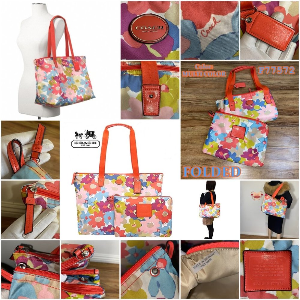 ❤️❤️❤️❤️SOLD❤️❤️❤️❤️Coach Floral Fabric-Nylon Bag & Snap Pouch🧡 - Picture 16 of 17